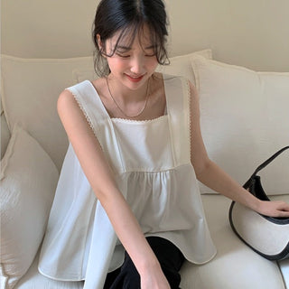 Lace Stitching Ribbon Tops