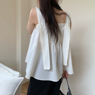 Lace Stitching Ribbon Tops