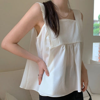 Lace Stitching Ribbon Tops