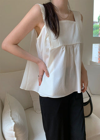 Lace Stitching Ribbon Tops