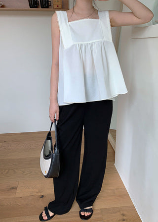 Lace Stitching Ribbon Tops