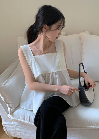 Lace Stitching Ribbon Tops