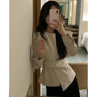 Irregular Lace Up Long Sleeve Tops