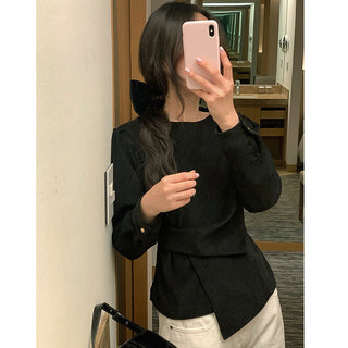 Irregular Lace Up Long Sleeve Tops