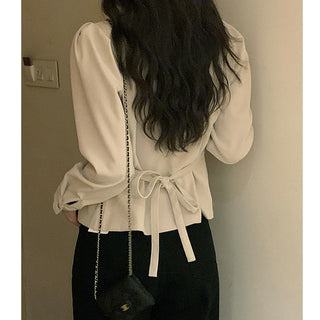 Irregular Lace Up Long Sleeve Tops