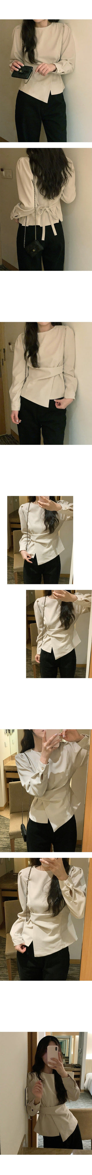 Irregular Lace Up Long Sleeve Tops