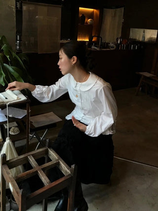 Doll Collar Puff Sleeve Shirt