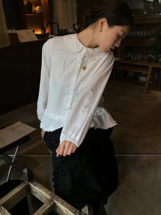 Doll Collar Puff Sleeve Shirt