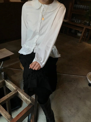 Doll Collar Puff Sleeve Shirt