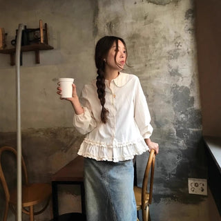 Doll Collar Puff Sleeve Shirt