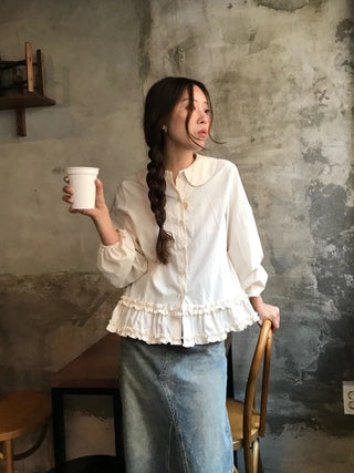 Doll Collar Puff Sleeve Shirt