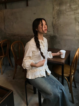 Doll Collar Puff Sleeve Shirt