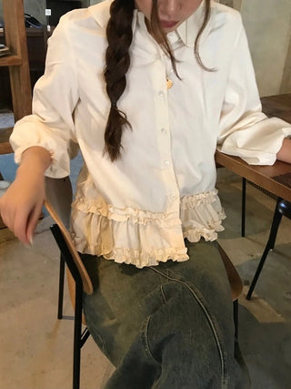 Doll Collar Puff Sleeve Shirt