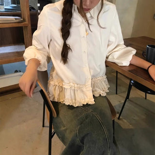 Doll Collar Puff Sleeve Shirt