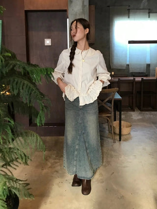 Doll Collar Puff Sleeve Shirt