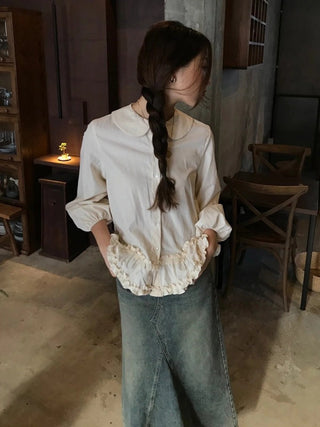Doll Collar Puff Sleeve Shirt