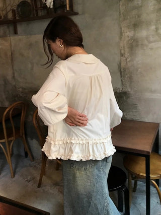 Doll Collar Puff Sleeve Shirt