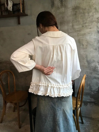 Doll Collar Puff Sleeve Shirt