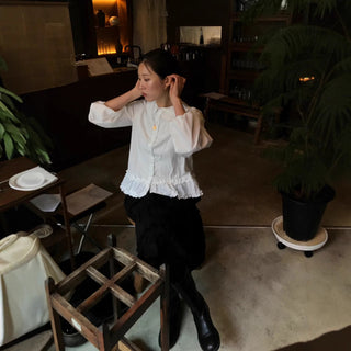 Doll Collar Puff Sleeve Shirt