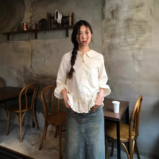 Doll Collar Puff Sleeve Shirt