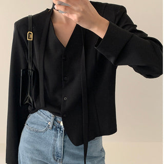 V-Neck Lace Up Long Sleeve Coat