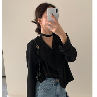 V-Neck Lace Up Long Sleeve Coat