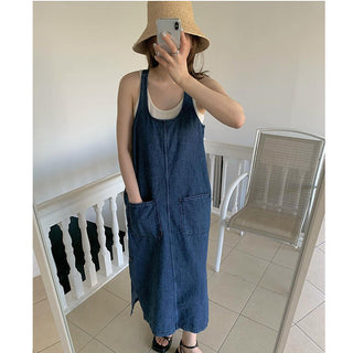 Split Denim Tops Dress