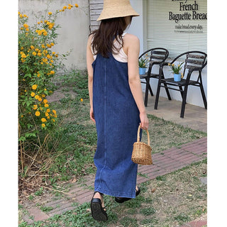 Split Denim Tops Dress