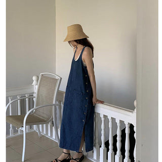 Split Denim Tops Dress