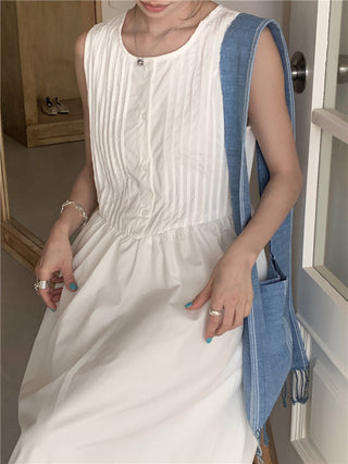 Sweet Sleeveless Tops Skirt