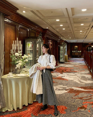 High Collar Lace Up Shirt