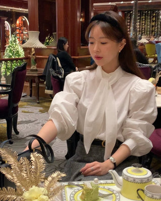 High Collar Lace Up Shirt