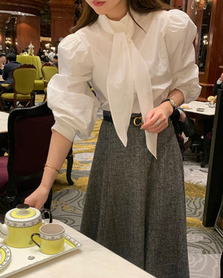 High Collar Lace Up Shirt