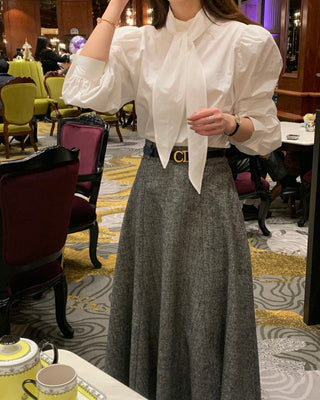 High Collar Lace Up Shirt