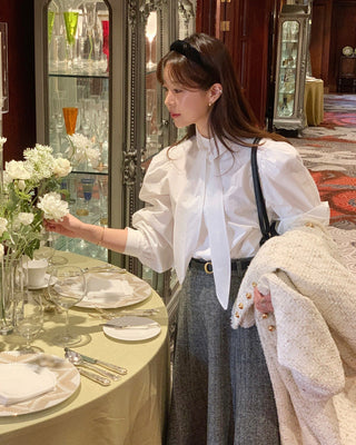 High Collar Lace Up Shirt