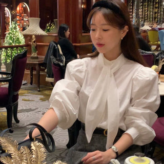 High Collar Lace Up Shirt