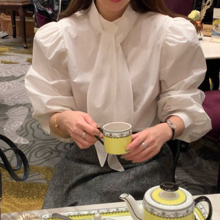 High Collar Lace Up Shirt