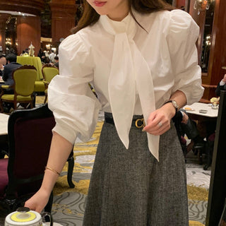 High Collar Lace Up Shirt