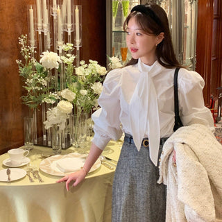 High Collar Lace Up Shirt