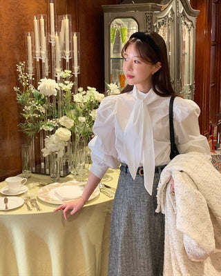 High Collar Lace Up Shirt