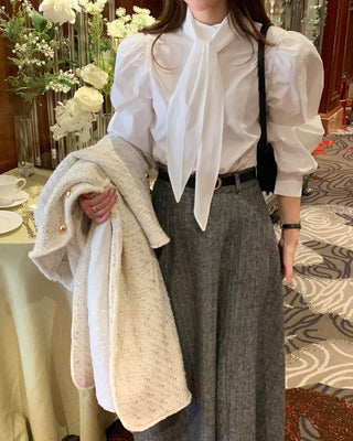 High Collar Lace Up Shirt