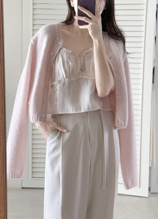 Ear Pleated Lace Top