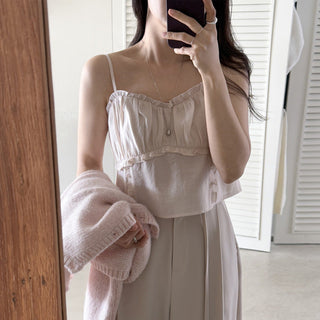 Ear Pleated Lace Top