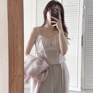 Ear Pleated Lace Top