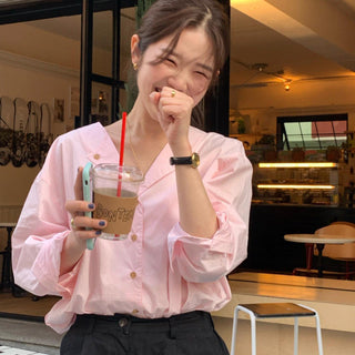 V-Collar Button Shirt