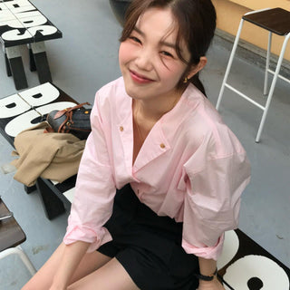 V-Collar Button Shirt
