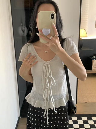 Lace Collar Bow Blouse