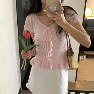 Lace Collar Bow Blouse