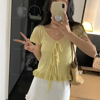 Lace Collar Bow Blouse