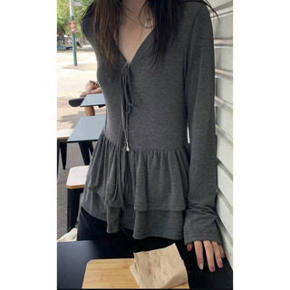 Double Layer Hem Bandage T-Shirt